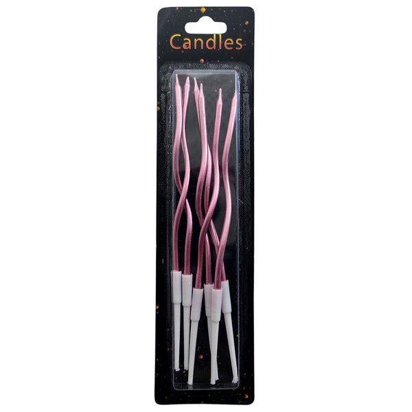Twisted Spiral Wax Cake Candles, Rose gold