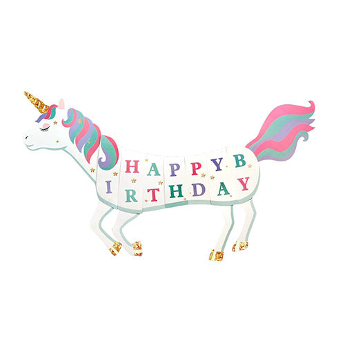 Unicorn theme happy birthday backdrop banner for kids celebration from Funzoop The Party Shop