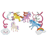 Pastel unicorn themed ceiling swirl decoration set for kids party from Funzoop The Party Shop