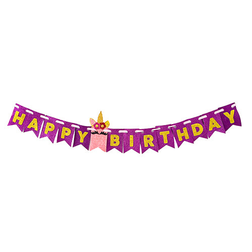Unicorn birthday party backdrop decoration banner with rainbow themed artwork from Funzoop The Party Shop