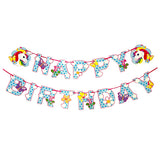 Unicorn theme happy birthday party wall banner with colorful pastel decoration design for girls birthday celebration from Funzoop The Party Shop
