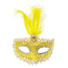 Venetian Party Feather Eye Mask, Assorted Colors, Yellow by Funzoop