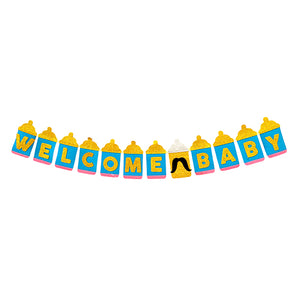 Welcome BABY Bottle Wall Banner - Blue