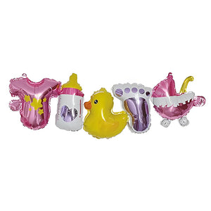 5 Foil Balloons Baby Girl Arrival Garland