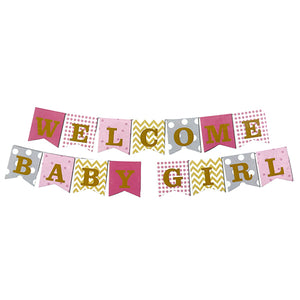 WELCOME BABY GIRL Wall Banner - Pink