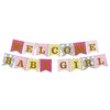 Newborn baby girl wall banner decoration with sweet baby welcome message from Funzoop The Party Shop