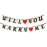 Will You Marry Me wall banner decoration with romantic proposal themed design from Funzoop The Party Shop