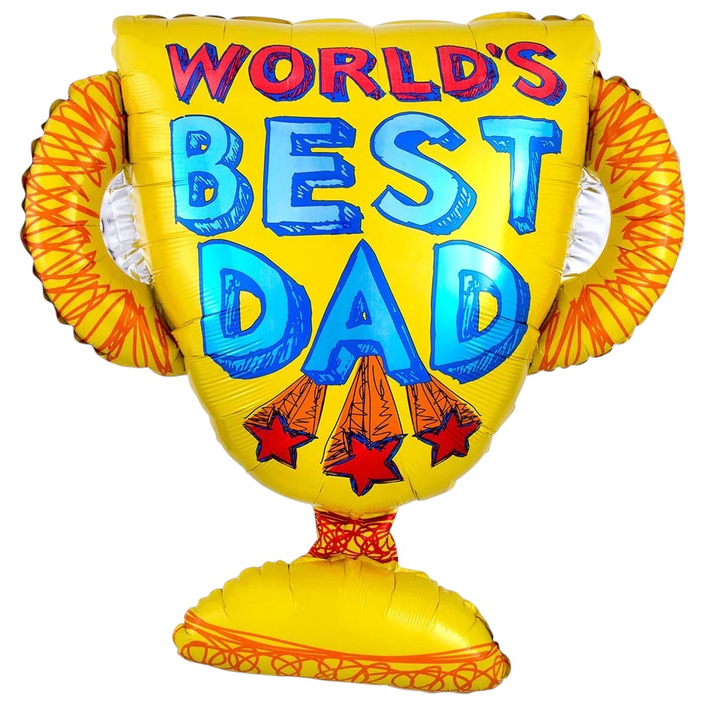 Gold World's Best Dad trophy shaped foil balloon