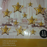 11 Pcs Star Swirl Decoration Set - Golden - Funzoop