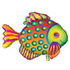 Colorful Fish Foil Balloon shown as a product reference for under-the-sea birthdays and ocean parties and a coordinated party display.