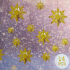 14 Pcs Snowflakes Hanging Swirls Decoration Set - Golden