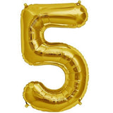 16" Foil Number Balloons- Golden (Digits 5) - Funzoop