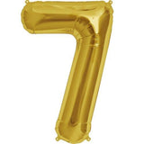 16" Foil Number Balloons- Golden (Digits 7) - Funzoop