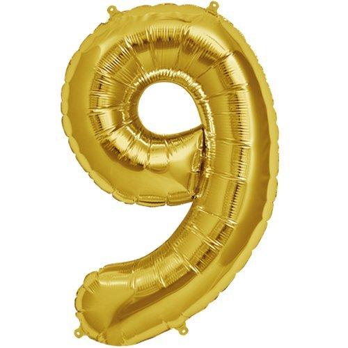 16" Foil Number Balloons- Golden (Digits 9) - Funzoop