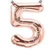 16" Foil Number Balloons- Rose Gold (Digit 5) - Funzoop