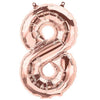 16" Foil Number Balloons- Rose Gold (Digit 8) - Funzoop