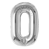 17" Foil Number Balloons- Silver (Digit 0) - Funzoop