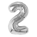 17" Foil Number Balloons- Silver (Digit 2) - Funzoop
