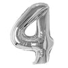 17" Foil Number Balloons- Silver (Digit 4) - Funzoop