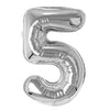 17" Foil Number Balloons- Silver (Digit 5) - Funzoop