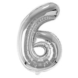 17" Foil Number Balloons- Silver (Digit 6) - Funzoop