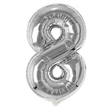 17" Foil Number Balloons- Silver (Digit 8) - Funzoop