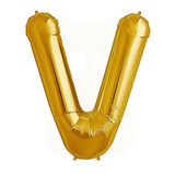 16" Foil Alphabet Balloons- Golden (Letter V) - Funzoop