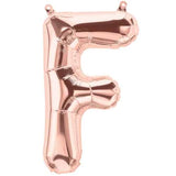 16" Foil Alphabet Balloons- Rose Gold (Letter F) - Funzoop