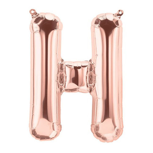 16" Foil Alphabet Balloons- Rose Gold (Letter H) - Funzoop