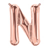 16" Foil Alphabet Balloons- Rose Gold (Letter N) - Funzoop