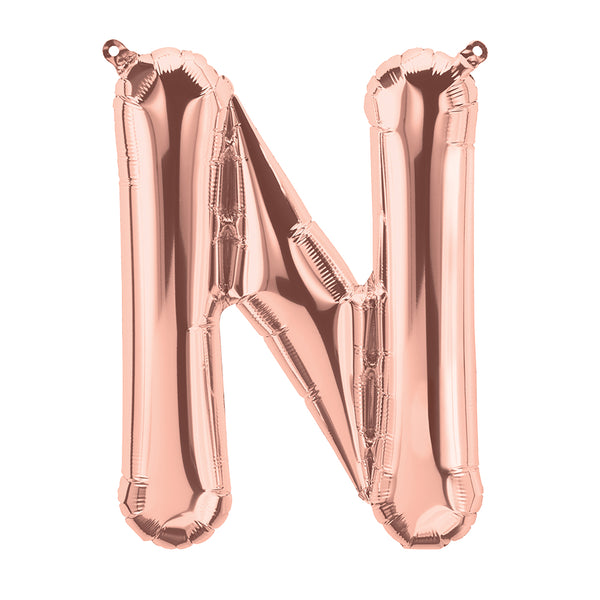 16" Foil Alphabet Balloons- Rose Gold (Letter N) - Funzoop