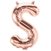 16" Foil Alphabet Balloons- Rose Gold (Letter S) - Funzoop