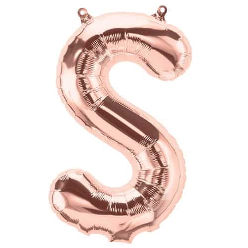 16" Foil Alphabet Balloons- Rose Gold (Letter S) - Funzoop