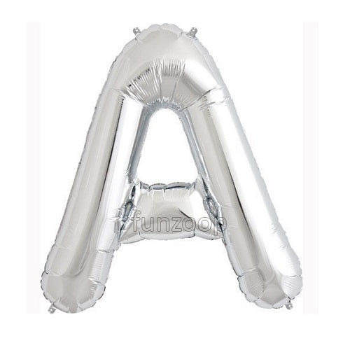 16" Foil Alphabet Balloons- Silver (Letters A) - Funzoop