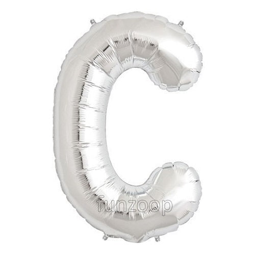 16" Foil Alphabet Balloons- Silver (Letters C) - Funzoop