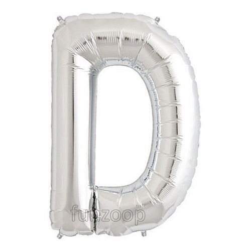 16" Foil Alphabet Balloons- Silver (Letters D) - Funzoop