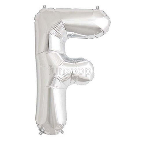 16" Foil Alphabet Balloons- Silver (Letters F) - Funzoop