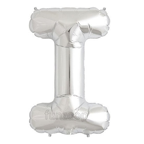 16" Foil Alphabet Balloons- Silver (Letters I) - Funzoop