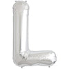 16" Foil Alphabet Balloons- Silver (Letters L) - Funzoop
