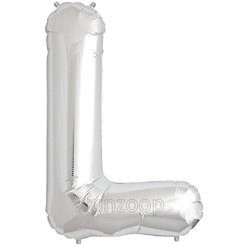 16" Foil Alphabet Balloons- Silver (Letters L) - Funzoop