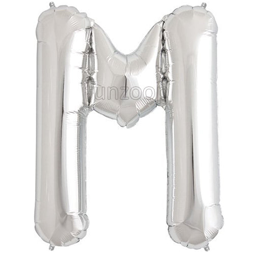 16" Foil Alphabet Balloons- Silver (Letters M) - Funzoop