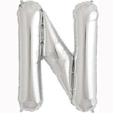 16" Foil Alphabet Balloons- Silver (Letters N) - Funzoop