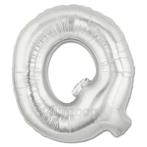 16" Foil Alphabet Balloons- Silver (Letters Q) - Funzoop