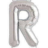 16" Foil Alphabet Balloons- Silver (Letters R) - Funzoop