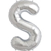 16" Foil Alphabet Balloons- Silver (Letters S) - Funzoop