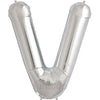 16" Foil Alphabet Balloons- Silver (Letters V) - Funzoop