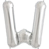 16" Foil Alphabet Balloons- Silver (Letters W) - Funzoop