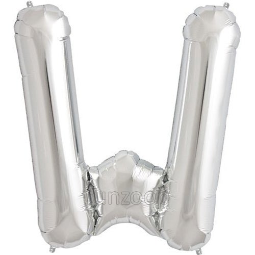 16" Foil Alphabet Balloons- Silver (Letters W) - Funzoop