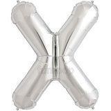 16" Foil Alphabet Balloons- Silver (Letters X) - Funzoop
