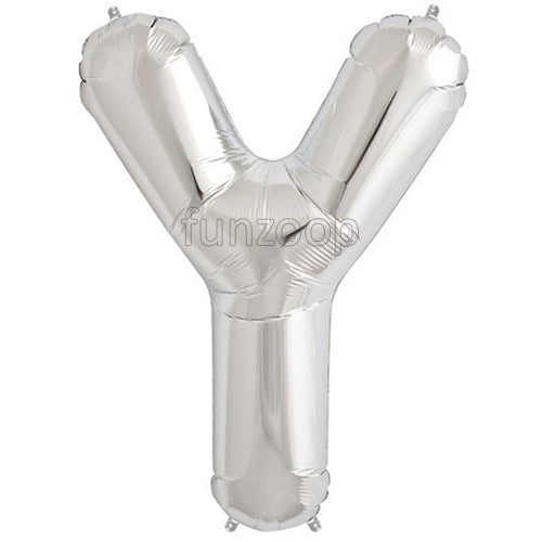 16" Foil Alphabet Balloons- Silver (Letters Y) - Funzoop